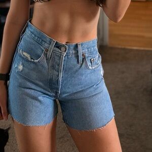 Levi's Blue Distressed Jean Shorts High-Waisted